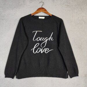 Amuse Paris Sweater Womens Medium Black 100% Cashmere Tough Love Embroidery Knit
